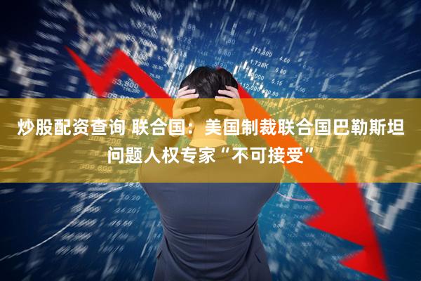 炒股配资查询 联合国：美国制裁联合国巴勒斯坦问题人权专家“不可接受”