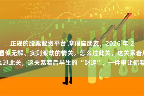 正规的股票配资平台 摩羯座朋友，2026 年 2 月，命运会为你设下一道看似无解、实则渡劫的情关，怎么过此关，这关系着后半生的 “财运”，一件事让你看清楚！